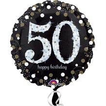 Gold Sparkle 50th Birthday Foil Helium Balloon