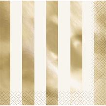 Gold Foil Striped Party Napkins | Serviettes