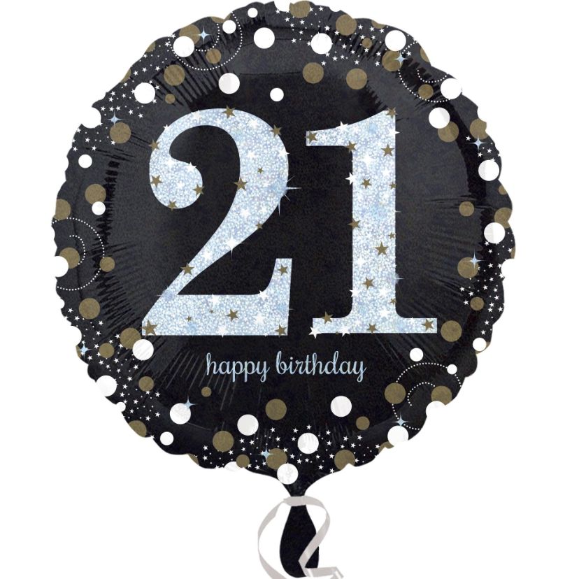 Gold Sparkle 21st Birthday Foil Helium Balloon