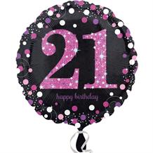 Pink Sparkle 21st Birthday Foil Helium Balloon