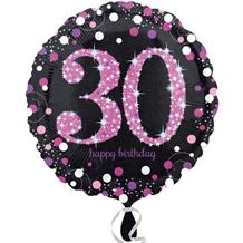 Pink Sparkle 30th Birthday Foil Helium Balloon