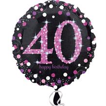 Pink Sparkle 40th Birthday Foil Helium Balloon