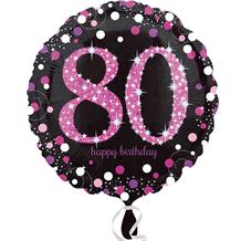 Pink Sparkle 80th Birthday 18" Foil | Helium Balloon
