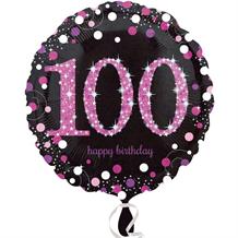 Pink Sparkle 100th Birthday 18" Foil | Helium Balloon