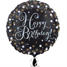 Gold Sparkle Happy Birthday 18" Foil | Helium Balloon