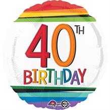 Rainbow 40th Birthday 18" Foil | Helium Balloon