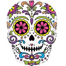 Day of the Dead Skull Shaped Foil | Helium Balloon