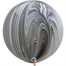 Black and White Colours SuperAgate Marble 30" Qualatex Decorator Latex Party Balloons