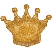 Gold Glittering Crown Shaped 36" Foil | Helium Balloon