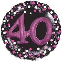 Pink Sparkle 40th 3D Supershape Foil | Helium Balloon