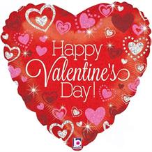 Happy Valentines Day Sparkling Heart 18" Foil | Helium Balloon