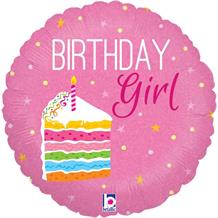 Birthday Girl Cake Pink 18" Foil | Helium Balloon