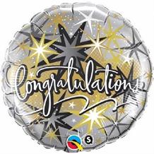 Silver & Gold Stars Congratulations 18" Foil | Helium Balloon