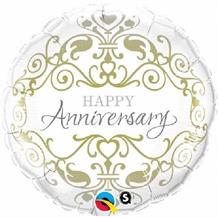 Gold and White Classic Wedding Anniversary 18" Foil | Helium Balloon