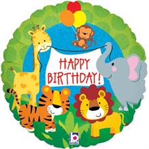 Jungle Animal Happy Birthday 18" Foil | Helium Balloon