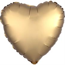 Anagram Gold Satin Luxe Unpackaged Plain Coloured Heart 18" Foil | Helium Balloon