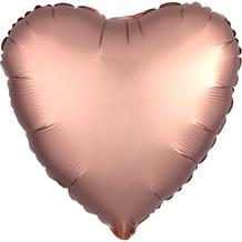 Anagram Rose Copper Satin Luxe Unpackaged Plain Coloured Heart 18" Foil | Helium Balloon