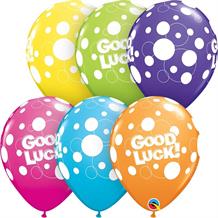 Colourful Polka Dot Good Luck 11" Qualatex Latex Party Balloons