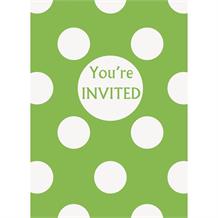 Lime Green Polka Dot Party Invitations | Invites