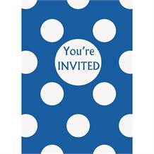 Royal Blue Polka Dot Party Invitations | Invites