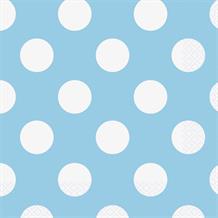 Baby Blue Polka Dot Party Napkins | Serviettes