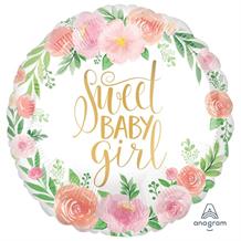 Floral Sweet Baby Girl 18" Foil Helium Balloon