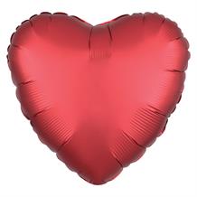 Anagram Red Satin Luxe Unpackaged Plain Coloured Heart 18" Foil | Helium Balloon