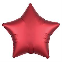 Anagram Red Satin Luxe Unpackaged Plain Coloured Star 18" Foil | Helium Balloon