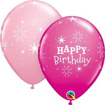 Pink Sparkle Happy Birthday 11" Qualatex Latex Party Balloons