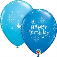 Blue Sparkle Happy Birthday 11" Qualatex Latex Party Balloons