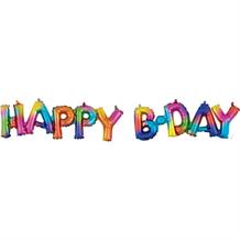 Rainbow Coloured Splash Happy B.Day | Birthday Letter Balloon Banner