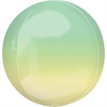 Yellow and Green Ombre 15" Sphere | Orbz Shaped Foil | Helium Balloon