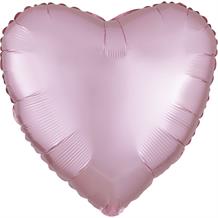 Anagram Pastel Pink Satin Luxe Unpackaged Plain Coloured Heart 18" Foil | Helium Balloon