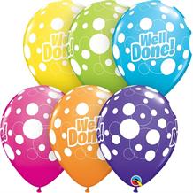 Colourful Polka Dot Well Done 11" Qualatex Latex Party Balloons