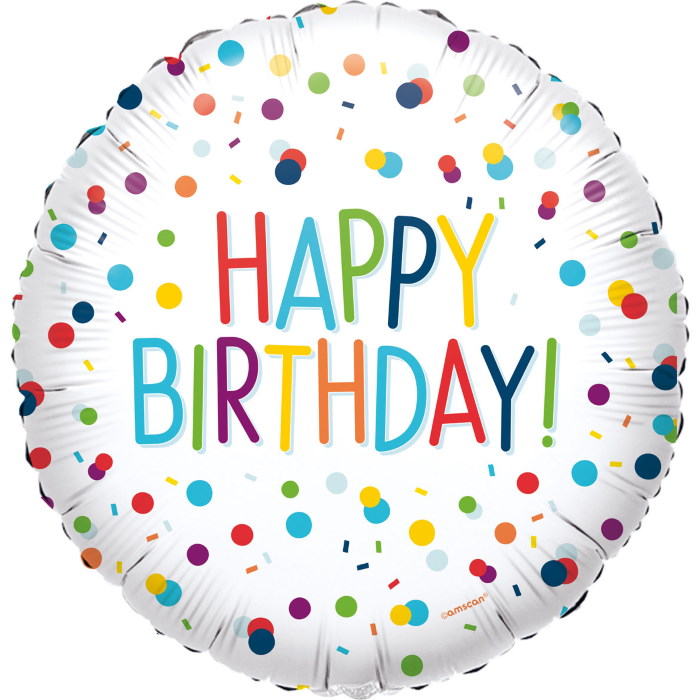 Rainbow Colourful Confetti Happy Birthday 18&#34; Foil | Helium Balloon