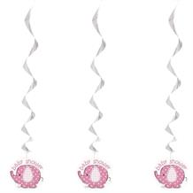 Pink Elephant Baby Shower Party Hanging Swirl Decorations