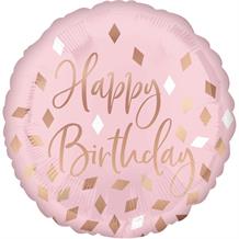 Rose Gold Blush Pink Happy Birthday 18" Foil | Helium Balloon