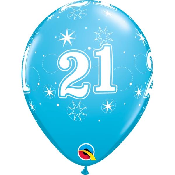 Blue Sparkle 21st Birthday 11&#34; Qualatex Latex Party Balloons
