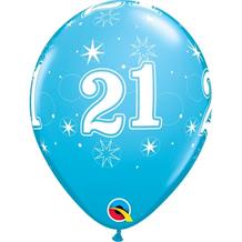 Blue Sparkle 21st Birthday 11" Qualatex Latex Party Balloons