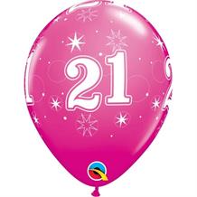 Pink Sparkle 21st Birthday 11" Qualatex Latex Party Balloons