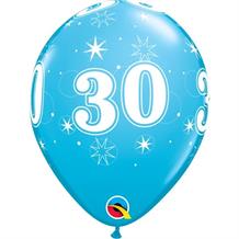 Blue Sparkle 30th Birthday 11" Qualatex Latex Party Balloons