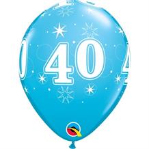 Blue Sparkle 40th Birthday 11" Qualatex Latex Party Balloons