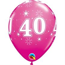 Pink Sparkle 40th Birthday 11" Qualatex Latex Party Balloons