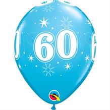 Blue Sparkle 60th Birthday 11" Qualatex Latex Party Balloons