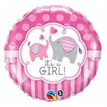 It’s a Girl Pink Elephants Baby Shower 18" Foil | Helium Balloon
