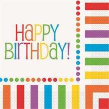 Rainbow Colourful Happy Birthday Party Napkins | Serviettes