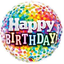 Rainbow Confetti Happy Birthday 18" Foil | Helium Balloon