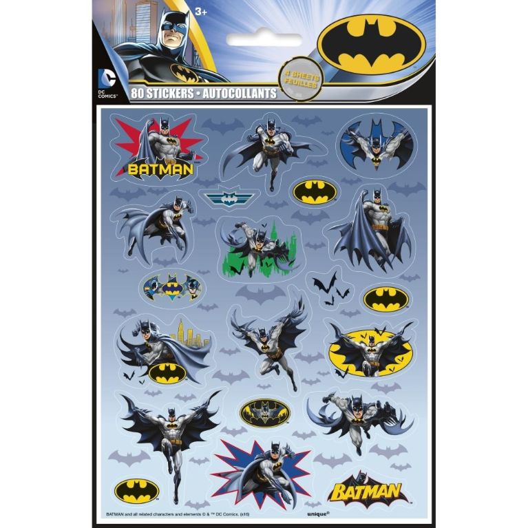 Batman Party Bag Favour Sticker Sheets