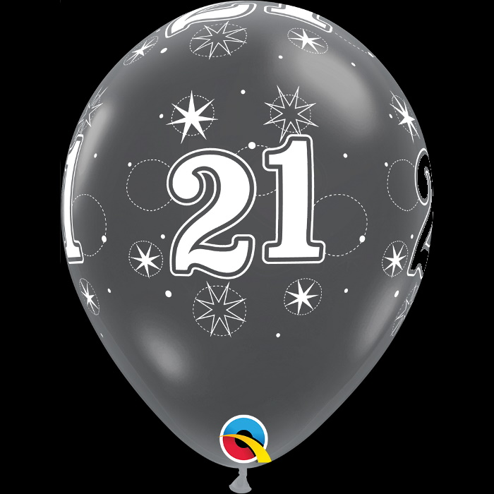 21st Birthday Sparkle Diamond Clear 11&#34; Latex Party Balloons