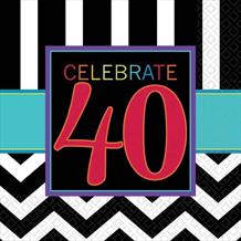 Chevron 40th Birthday Party Napkins | Serviettes